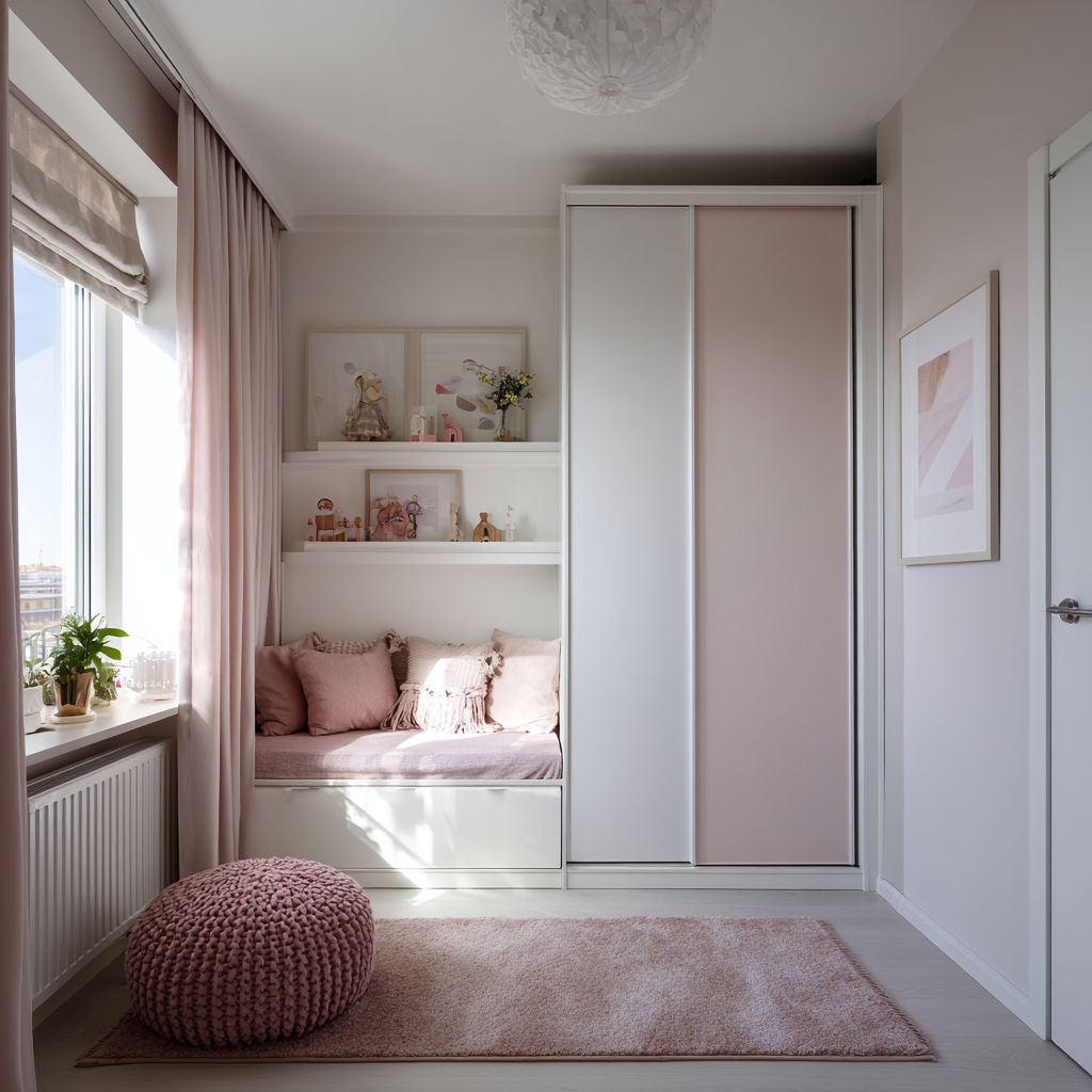 Ormari za dječju sobu namijenjen djevojčicama.