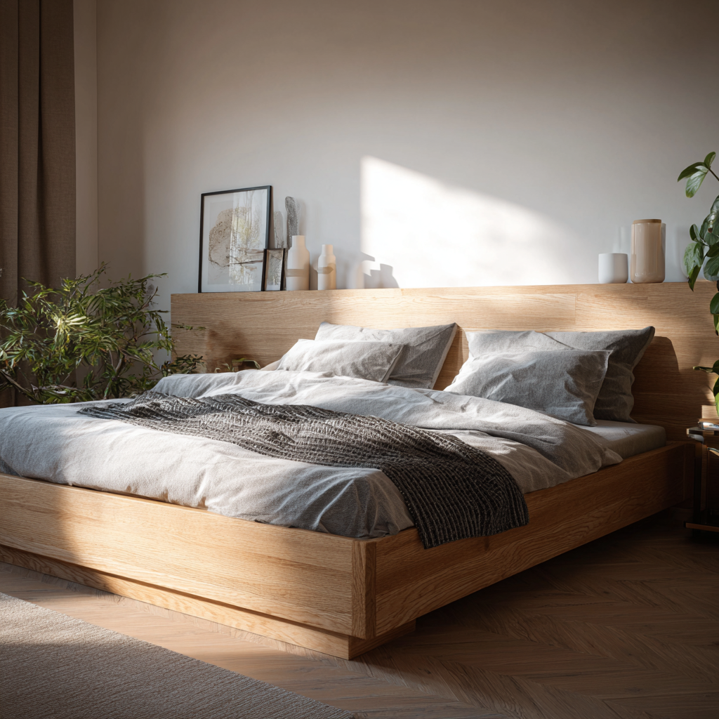 Krevet po mjeri od drveta izrađen za stan u Zagrebu