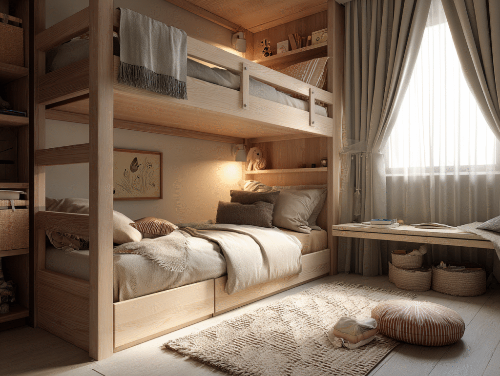 Krevet po mjeri na kat. Izrađen od drveta.