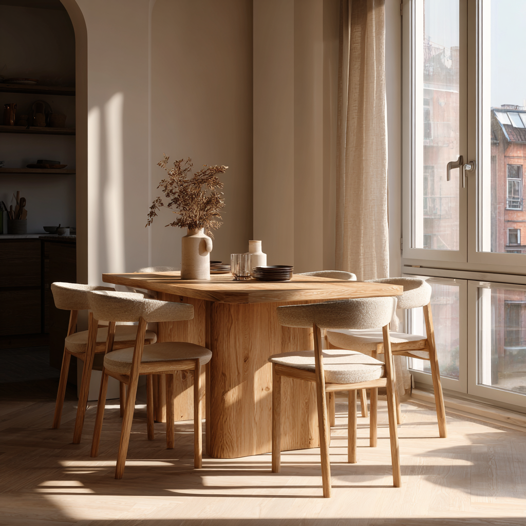 Blagovaonski stol po mjeri od masivnog drva u stanu u Zagrebu